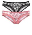 Slip mit Spitze - Gr. 36 38 40 42 - koralle oder lila - 2er Pack - Tanga - Pants