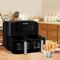 9L Heißluftfritteuse mit 2 Schubladen Heissluftfriteuse ohne Öl Air Fryer 2400W