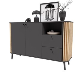 xonox.home Sideboard Kommode Anrichte Schrank Highboard Pure grau 138x88x40 cm
