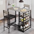 Bar Set 3-TLG. Bartisch Mit Barhocker Set, Küchentisch, Bartisch Mit Stauraum