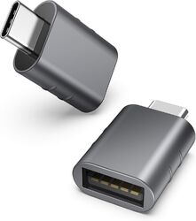 2x USB-A auf USB-C Adapter Stecker ALU OTG Ladeadapter Konverter iPhone Buchse