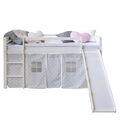Hochbett mit Rutsche Kinderbett 90x200 cm Spiel Einzel Bett Vorhang Homestyle4u