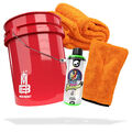 Auto Wasch Eimerset Rot + Nuke Guys Thick Shampoo 0,5L + Trockentuch + Handschuh
