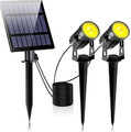 2er Set LED Solarstrahler Solarleuchte Solarspot Gartenleuchte Spot weiß Grün
