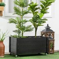 Outsunny Hochbeet, Blumenkasten mit Rollen Pflanzkasten für Garten Massivholz