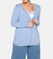 Sheego Damen Strickjacke Cardigan V-Ausschnitt Langarm hellblau Gr. 48/50 NEU