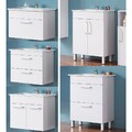 Badmöbel Waschbecken mit Unterschrank 60 cm Badschrank Waschtisch Keramik Weiss