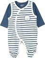Babyset Strampler Shirt Jungen Einteiler Größe 62 blau weiß gestreift B-WARE