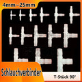 Schlauchverbinder PP/PE 4mm 5mm~25mm T-Stück 90° Kunststoff Schlauch Verbinder