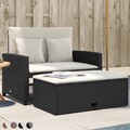 2-Sitzer Sitzgruppe Gartenmöbel Lounge Set mit Hocker Gartensofa Polyrattan Holz