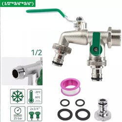 Garten Doppel Wasserhahn Außenwasserhahn 1/2 3/4 Zoll Anschluss Auslaufhahn Grün