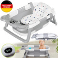Faltbare Baby Badewanne，Babywanne mit Kissen Anti-Rutsch Babybadewanne Badematte