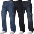 Kruze Mens Cargo Combat Jeans Schwerlast Denim Arbeitshose Hose Alle UK Größen
