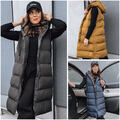 Damen Steppweste Lang Weste Gesteppt Bodywarmer Mit Kapuze Zipp DSTREET S-2XL