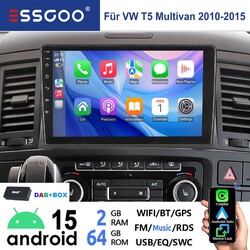 DAB+ 9" 2+64GB Apple Carplay Autoradio Android 15 GPS Für VW T5 Multivan 2010-15