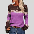 Damen Farbblock Pullover Strickpullover Herbst Sweater Pulli Oberteile