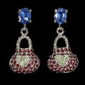 Sommer 925 Silber Ohrringe Oval Kyanit Peridot Rhodolith Edelstein Bag Schmuck