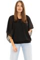 Damen Bluse Rundhals Fledermaus Tunika Loose Fit Chiffon 6296