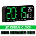 LED Digital Wanduhr mit Datum Uhrzeit Temperatur Display Alarm Grün/Blau/Orange