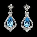 925 Sterling Silber Ohrringe Birne Schweizer Blau Topas Natur Edelstein Schmuck