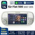 Carplay Android 14 Für Fiat 500 2007-2015 Autoradio GPS Navi WIFI SWC DAB 2+64GB