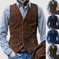 Einfarbige Cordweste mit Knopfleiste Mantel für Herren Vintage britischer Stil