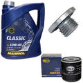 Motoröl Set 10W-40 5 Liter + Ölfilter SM 105 + Schraube für Opel Omega B Astra 