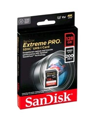 SanDisk EXTREME PRO SDXC Karte 128 GB 200/90 MB/s V30 UHS-I U3 C10