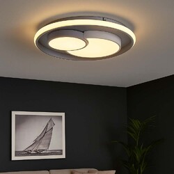Deckenlampe Deckenleuchte Esszimmerleuchte 3 Stufen Dimmer LED grau D 50 cm