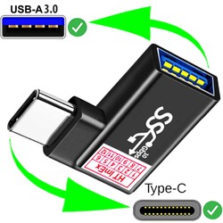 Adapter 90 Grad USB-C Stecker auf USB-A Buchse OTG USB 3.2 10Gbps gewinkelt GUT