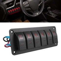 2/3/4/5/6 Gang Auto Wippschalter Panel Schalter DC 12V 24V Rot LED Wasserdicht