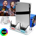PS5/PS5 Slim Wandhalterung Kit mit RGB-Lichtstreifen PS5 Controller Ladestation