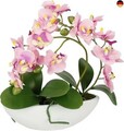 Künstliche Orchidee in Schale 27cm Kunstblume Blume Kunstorchidee Phalaenopsis 