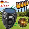 2/4x Solarleuchte 12/96LED Garten Beleuchtung Solar Fackel Lampe Leuchte Flamme
