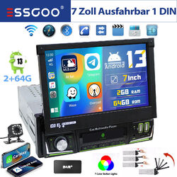 DAB+ 2+64G Android 14 7" Autoradio 1 DIN GPS Navi Carplay BT WIFI USB FM AUX KAM