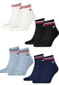 Tommy Hilfiger Unisex Quarter Socken im Retro Design knöchelhoch 8-er Pack