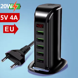 5 Fach USB Ladegerät Hub Handy Netzteil Adapter Mehrfach Port Schnellladestation