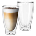 Doppelwandige Gläser 2er Set 400ml Glas Wasserglas Tee Kaffee Cappuccino Mokka
