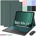 QWERTZ Touchpad Beleuchtet Tastatur Hülle für Samsung Galaxy Tab S9 FE A9+ S8 S7