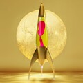 Lavalampe von Mathmos Telstar Rakete Gold Gelb Rot Lava Wohndeko Retro