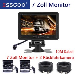 ESSGOO Mit Monitor 7 Zoll 4Pin 10M Auto LKW Bus 2x Rückfahrsystem Einparkkameras