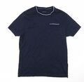  Autogramm Herren blau Baumwolle T-Shirt Größe L quadratischer Ausschnitt