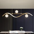 Hängelampe Pendellampe Esszimmerlampe LED Gold mit Glaskugelschirm 105x25x20