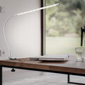 Klemmleuchte Tischlampe Schreibtischlampe silber Flexo verstellbar LED H 60 cm