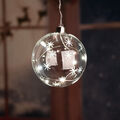 Dekoleuchte LED Hängeleuchte Glas Kugel Sternen Muster klar mit Schalter 12 cm