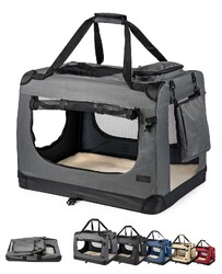 lionto Hundetransportbox faltbar – in versch. Größen & Farben für Auto & Reise