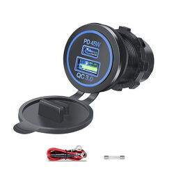 12V Auto KFZ Zigarettenanzünder Steckdose mit Dual USB Ladegerät Buchse Einbau