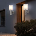 Hauswandleuchte Außenleuchte Wandlampe Edelstahl opal LED Balkonleuchte 2er Set