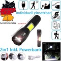 Profi Taschenlampe LED COB Aufladbar sehr hell 1000Lumen 300 meter + Powerbank