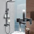 Duschsystem Schwarz 30x30cm Regendusche Duschset Duscharmatur mit Handbrause